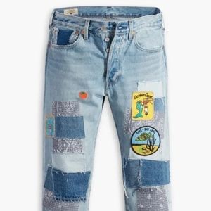 Levi's 501 150th Anniversary Edition Jeans Original Fit Distressed Patched